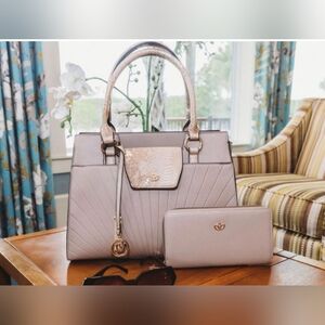 Elegant Beige Handbag and Wallet Set